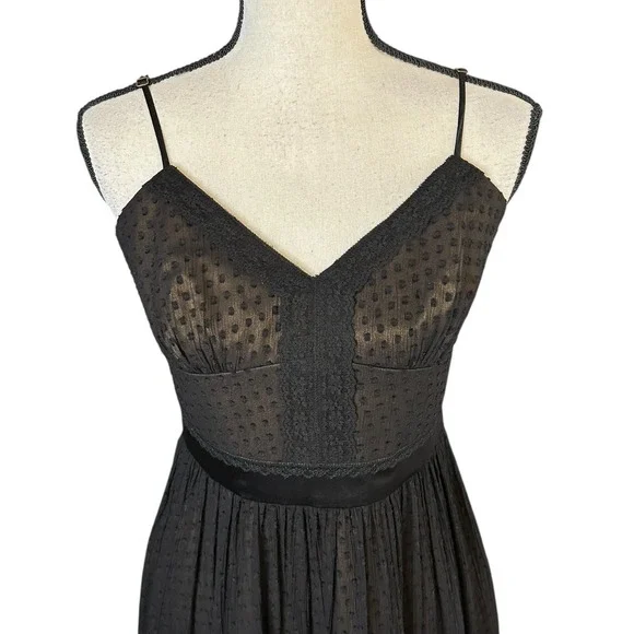 Laundry by Shelli Segal Black Silk Polka Dot Bra Top Cocktail Dress - Size 6 - Picture 2 of 15